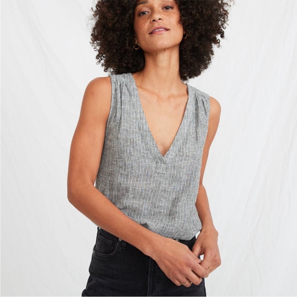 Marine Layer Tory Pinstripe Linen Tank